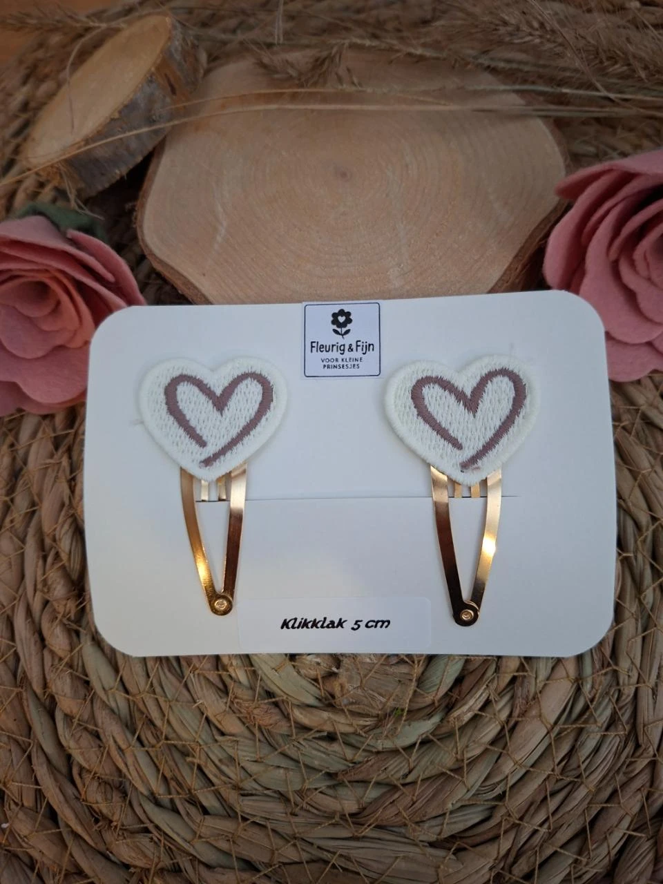 2 klikklak 5 cm met gebruiken wit hart met bruin